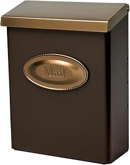 Architectural Mailboxes Designer Lockable Wall Mount Mailbox, Venetian Bronze with Brass