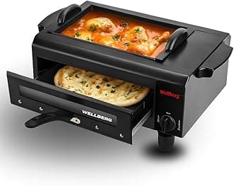 Wellberg 2 in 1 Electric Tandoor & Grill Barbeque 2000 WATT (10 INCH BLACK) for Chicken Tikka, Paneer Tikka, Cake