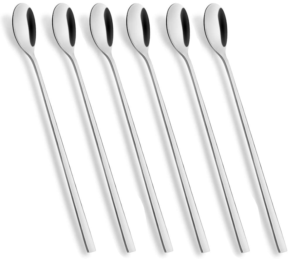 AOOSY Long Handle Spoon, Coffee Stirrers, 9-inch Ice Tea Spoon,Premium 18/10 Stainless Steel Iced Teaspoon for Mothers Milks Tea Mixing Cocktail Stirring Coffee Milkshake Cold Drink, Set of 6