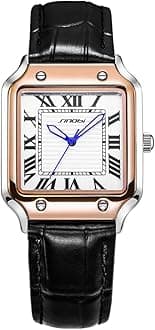Classic Square Watches for Men with Roman Numerals Casual Watch