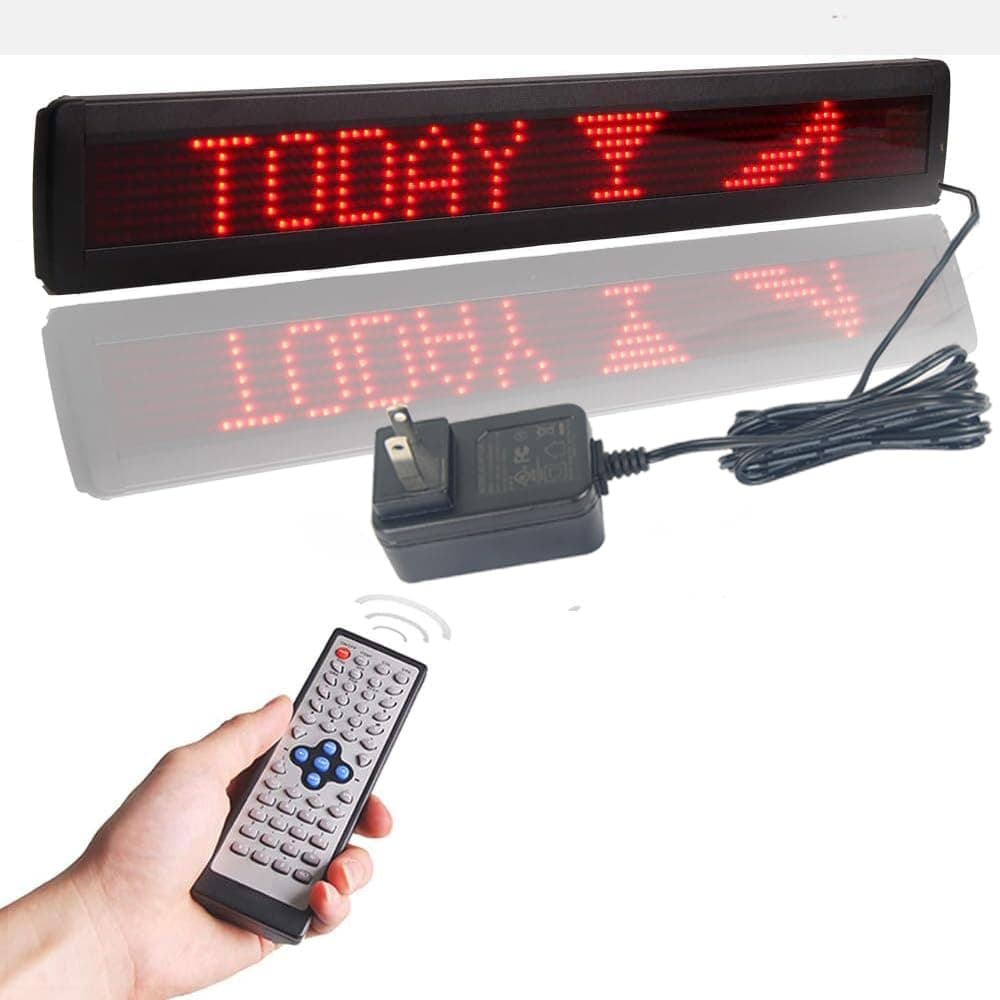 Programmable High Resolution Scrolling LED Sign - Red Message Board With Remote Control and Password Protection (7 x 80 Dots)