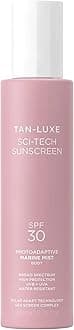 - Tan-Luxe Sci-Tech Sunscreen Marine Mist Body, Clear, Lightweight Body Sunscreen Spray With Solar Adapt Technology, Water-Resistant, Reef Safe, Vegan, 6.76 fl. oz/200 ml Bottle
