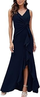 Formal Evening Dresses for Women Elegant Evening Party Prom Dress Long Sexy V Neck Sleeveless Split Wrap