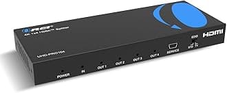 4K HDMI Splitter 1 in 4 out Duplicate/Mirror 4K Screens w/Down Scaler 4 Ports Upto 4K@60Hz 1080p & 3D Supports EDID Control, UHD-PRO104