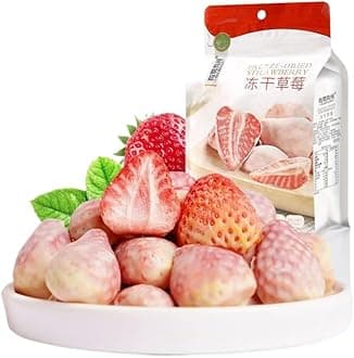 Freeze-dried Durian, Freeze-dried Strawberry, Vegan, Halal, Premium Freeze Dried Durian 100%, Freeze Dried Fruit, Natural Freeze Dried Fruit, Crunchy Fruits and Delicious (Strawberry flavor,1 bag)