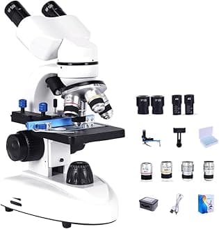 HCLSHOP Compound Binocular Microscope Kit 40X-20000X, Biological Microscopes for Students and Home School Education, with Microscope Slides 30p, Storage Bag