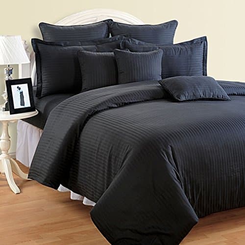 800 Thread Count 8 Piece Down Alternative Bedin a Bag Set - Sheet Stripe Chocolate-Duvet Color Burgundy Size King