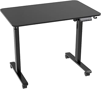 Devoko Whole Board Standing Desk 100x60cm Height Adjustable Electric Standing Desk Stand up Desk, Sit Stand Desk with Black Frame+Black Desktop (Black, 100x60)