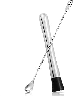 Cocktail Muddler, Muddler And Bar Spoon Stirring Spoon, Stainless Steel Stirrer, Long Handled Accessory Tool For Mojito Fruit Drinks