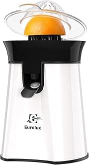 Eurolux Electric Orange Juicer, Sleek Effortless Citrus Juice Squeezer for Lemon, Lime, Grapefruit | Powerful Motor With 2 Cones for all Size Fruits Easy to Clean, Removable Dishwasher-Safe Parts