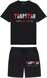 Trapstar Letters Printed Casual Sportswear Suit, Men and Women T-Shirt + Shorts + Hat 3 Piece, Loose Jogging Short Sleeve Tracksuits (Color : H1, Size : XX-Large)