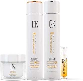 Global Keratin Moisturizing Shampoo and Conditioner 300ml with Deep Conditioner Masque 200g and Free Argan Oil Serum 10ml for Dry Frizzy Damaged Hair - Sulfate and Paraben Free
