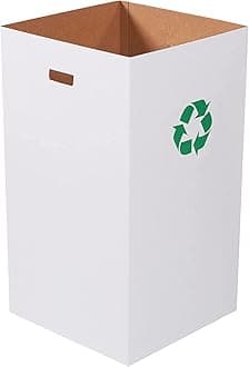 Box USA 50 Gallon 18" L x 18" W x 36" H 10-Pack Cardboard Trash Cans and Recycling Bins, Reusable or Disposable Pop Up Garbage Boxes for Parties, Outdoor Events, Heavy Duty, Recycle