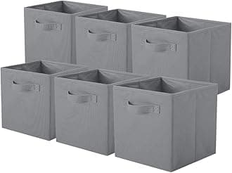 ShellKingdom Storage Bins, Foldable Fabric Storage Cubes And Cloth Organizer Drawer For Closet And Toys, 6 Pack (Gray)