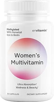 envitamin Womens Methylated Multivitamin Multimineral Horsetail, Iron, Biotin Complex with L Methylfolate for Ultra Absorption