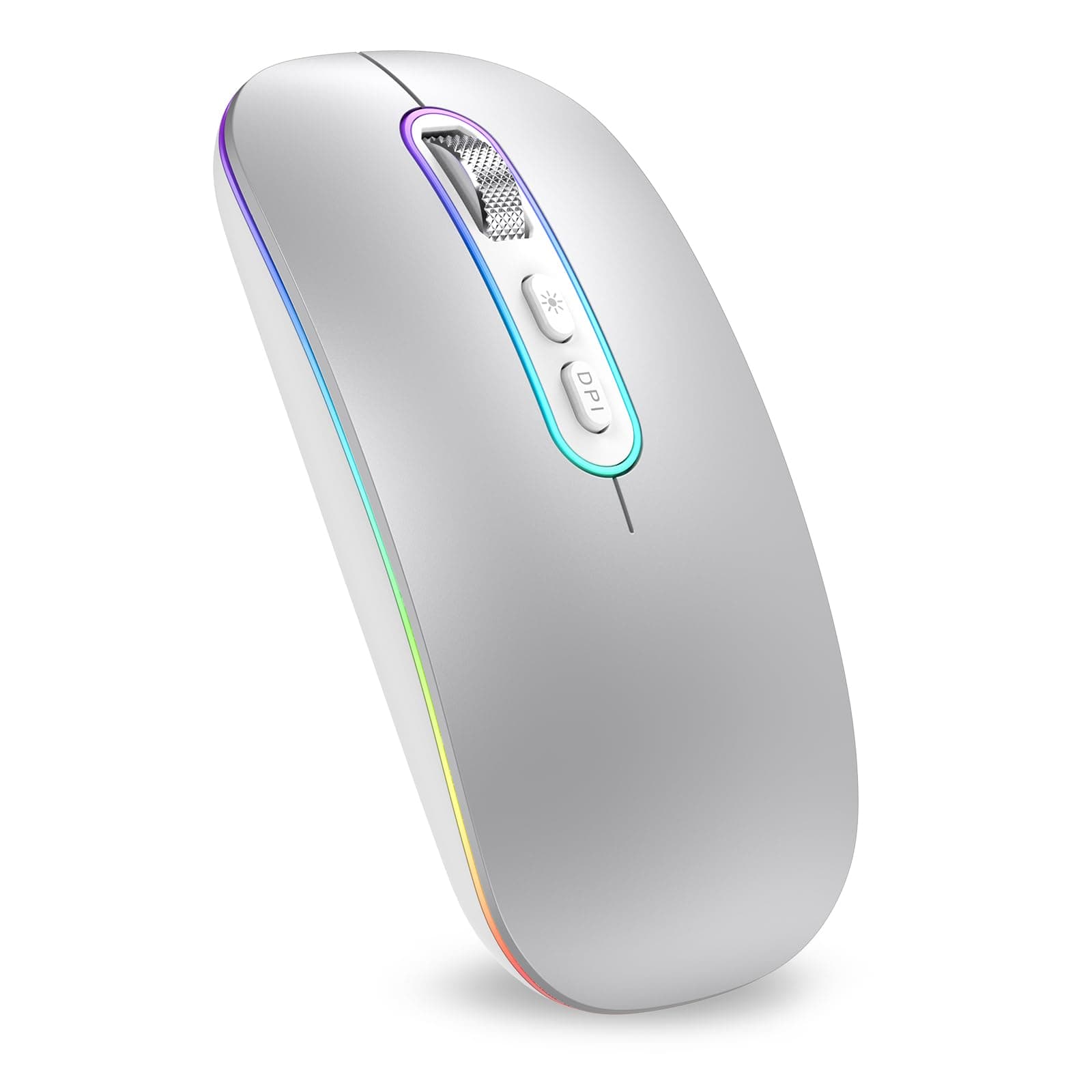 Rechargeable Wireless Mouse, 2.4G & Bluetooth Mouse for Laptop Slim Silent Mo...