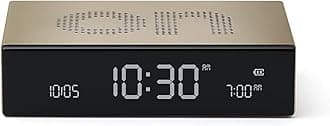 Lexon Flip Premium Reversible Rechargeable Alarm Clock LCD Display Electroluminescent Aluminium (Gold) Small