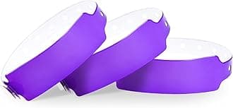 Plastic Wide Face Wristbands for Events - Vinyl Wristbands of Party by Fivepeans(Neon Purple, 100)