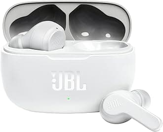 Wave 200 TWS Wireless In-Ear Headphones and Charging Case, Bluetooth Earphones with JBL Deep Bass Sound and IPX2 Water Resistance, White