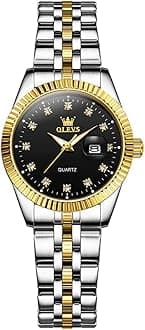 OLEVS Watches for Women Diamond Luxury Dress Women Watches Analog Quartz Waterproof Day Date Stainless Steel Wristwatch
