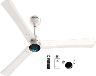 atomberg Renesa Smart+1200mm BLDC Ceiling Fan with IoT & Remote | Energy Efficient Ceiling Fan | Ceiling fan for Living Room | High Air Delivery with LED Indicators(Pearl White)