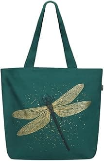 Aesthetic Canvas Tote Bag for Women - Large, Reusable, Zippered Tote Bag with Inner Pocket, Perfect for School, Shopping, Work, Beach, Cute & Eco-Friendly Gift for Girls, Teachers, Mothers