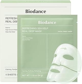 Refreshing Sea Kelp Real Deep Face Mask 4 Pcs | Hydrogel Overnight Mask | Calming, Oil & Sebum Control | Korean Mask for Glass Skin | Korean Skincare, Easter Gifts