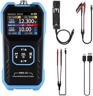 HRM-10 Battery Tester Internal Resistance Tester, DC AC Volt Ohm Circuit Tester For Voltage, High-definition Color Screen Display(D)