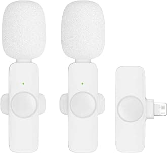 2 Pack Professional Wireless Lavalier Microphone for iPhone iPad, Lapel Mics Plug-Play Clip on Lapel Mic for YouTube, Recording, Vlog, Facebook Live