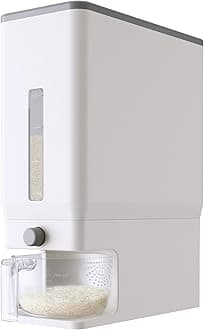 Lifewit Rice Dispenser 25 Lbs(11.3kg), Rice Storage Container Sealed Moisture Proof with Measuring Cup for Kitchen Pantry Household, BPA-Free, 1 Pack White
