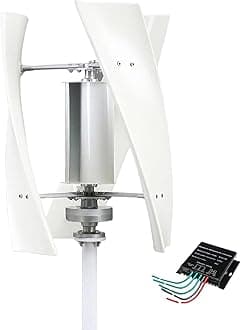 5kW Wind Turbine Kit - 12V/24V/48V Vertical Axis Generator with MPPT Controller, Easy Install Household Renewable Energy Solution, Permanent Magnet Levitation, White-110V