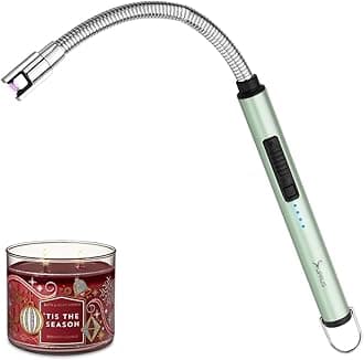 SUPRUS Candle Rechargeable Electric Arc Lighter Stainless Steel Housing & Hanging Hook with 360° Flexible Neck (Green)