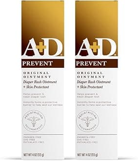 A+D Original Diaper Rash Ointment - Prevents & Protects Diaper Rash - Moisturizing Skin Protectant With Vitamins A & D - Healing Ointment for Dry and Cracked Skin - 4oz, 2 Pack