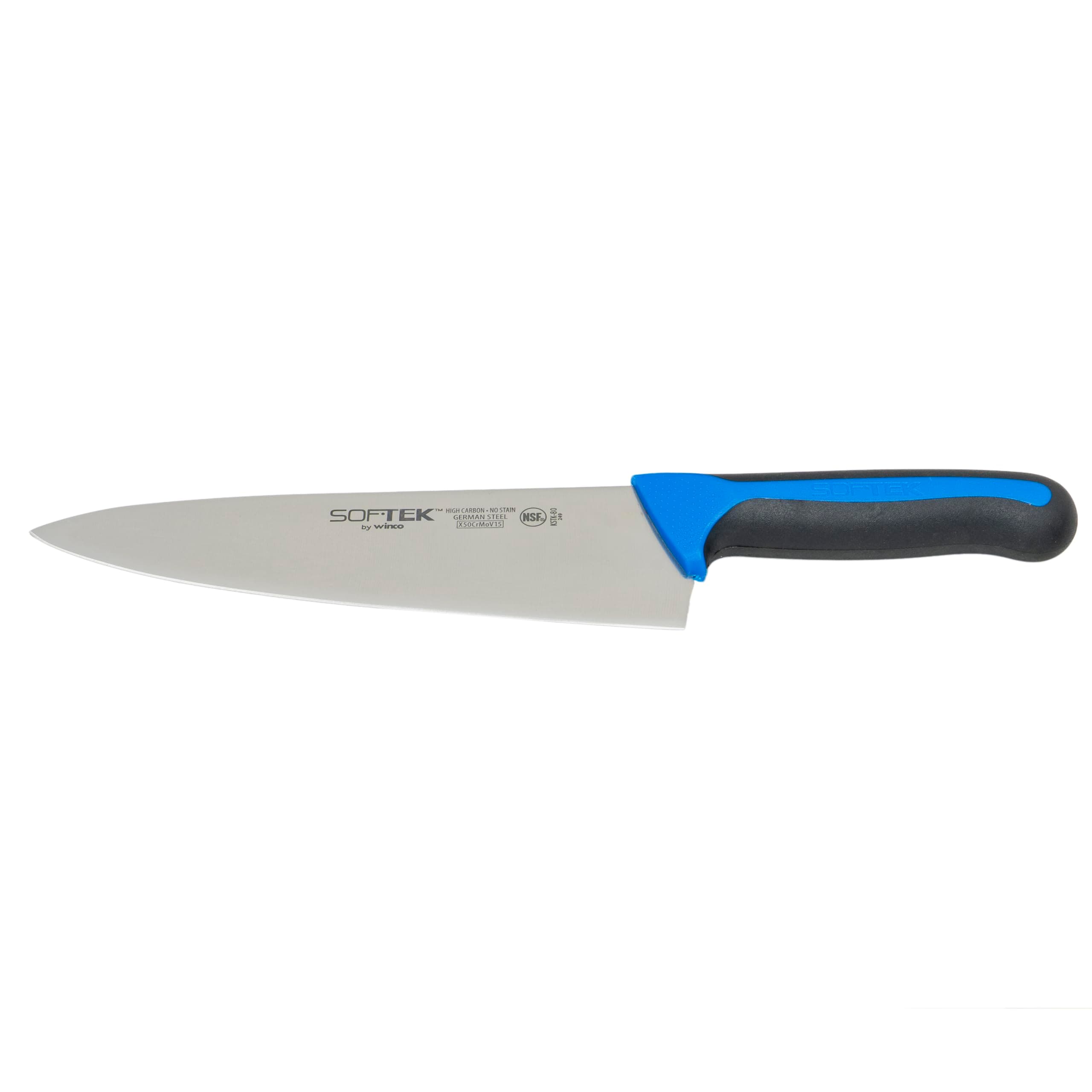 Sof-Tek, 8" Cook's Knife, Soft Grip Handle,Silver/Black/Blue