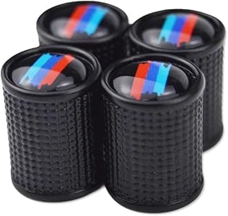 Zorratin (Set of 4) Metal Auto Tire Valve Stem Cap Cover Trim with M Sports Stripes Resin Emblem for BMW 3 5 7 M3 M4 M5 M8 X1 X3 X4 X5 X6 X7 Z4 i3 i4 ix Anti-Rust