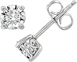Amazon Essentials Yellow Gold Plated, Platinum or Rose Gold Plated Sterling Silver Infinite Elements Cubic Zirconia Stud Earrings | White, Blue, Green, or Pink Cubic Zirconia