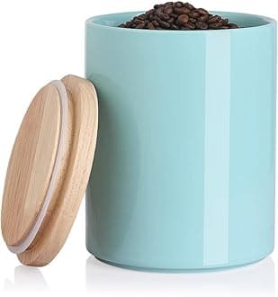Sweejar Kitchen Canisters Ceramic Food Storage Jar, Stackable Containers with Airtight Seal Wooden Lid for Serving Coffee Bean, Flour, Tea, Cookies and More - 73 Fl Oz(Turquoise)