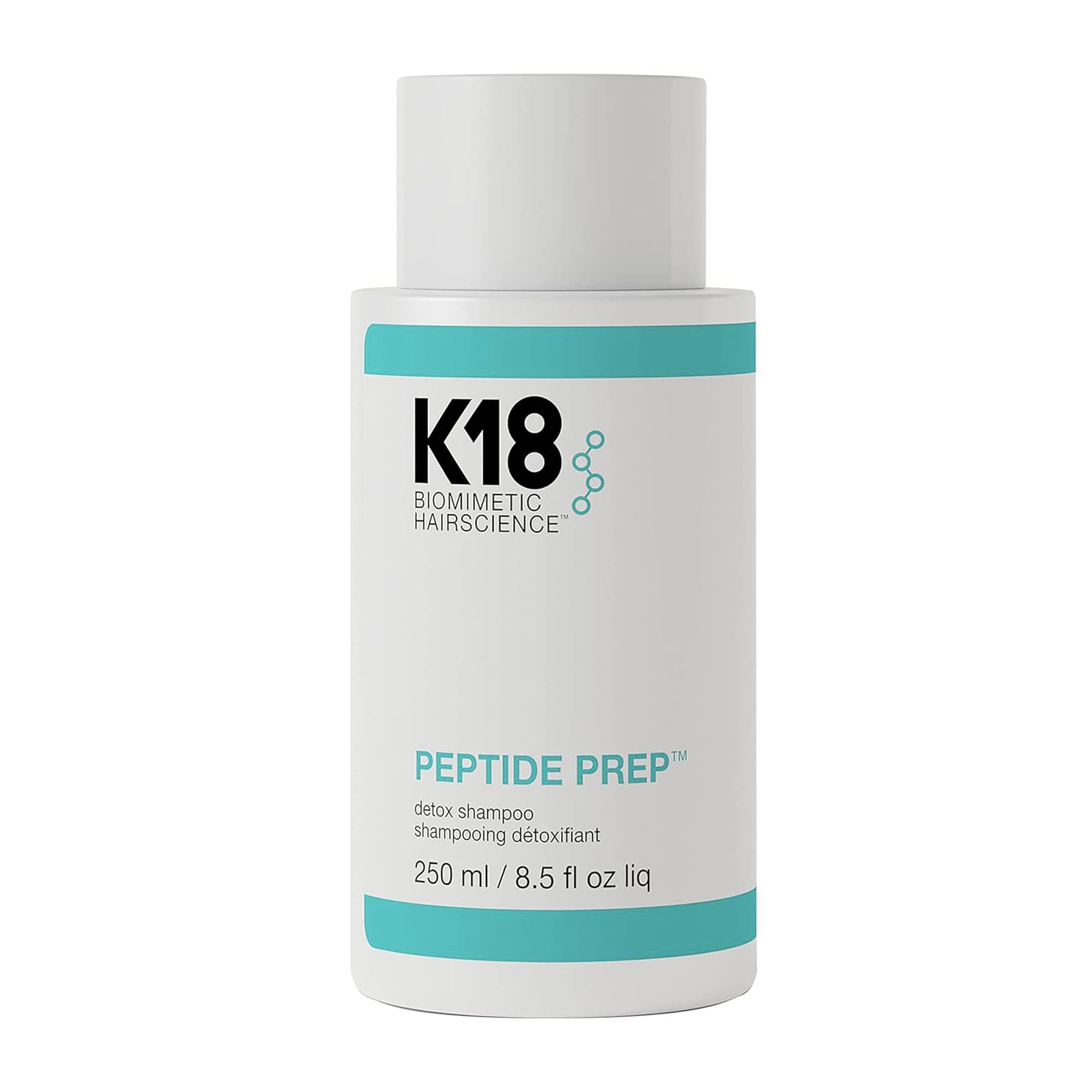 K18 PEPTIDE PREP™ Colour-Safe Detox Clarifying Shampoo, Non-Stripping, pH-Optimised Cleanse, Removes Product Buildup, Dirt, Oils & Metals, 250ml