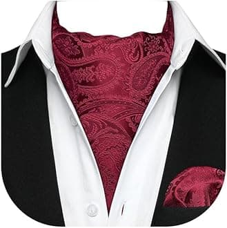 Ascot Ties for Men Paisley Cravat Tie and Pocket Square Set Floral Mens Ascot Scarf Handkerchief Wedding Party