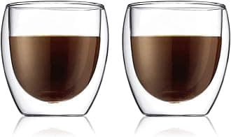 Bodum Double Wall Glasses pack of 2 PAVINA - 250ml Coffee Cups - Dishwasher Safe Thermal Cup - Mouth-blown Borosilicate Glass