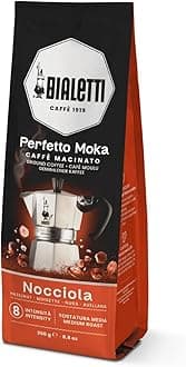 Perfetto Moka Nocciola: Medium Roasting Ground Coffee, Hazelnut Aroma, 8.8 Oz - 250g, Bag with Flavour-Saving Valve