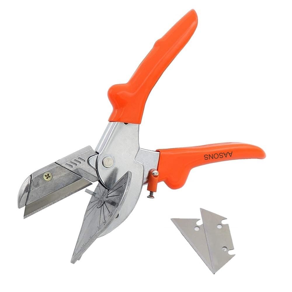 Multi Meter Shear Cutter, Degree Adjustable Angle Scissors Trim Shears Hand Tools for Cutting Soft Wood, PVC Multi Angle Mitre Gasket Shear Wire Duct Cutter Hand Tools, Orange - Set of 1