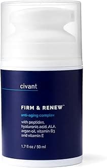 Civant Firm & Renew Face Moisturizer - Slows Aging and Helps Diminish Wrinkles and Lines - Daily Neck and Facial Moisturizer Formulated with Peptides, Hyaluronic Acid, and Vitamins, 1.7 oz