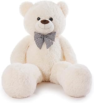 Poutmac 47 inch Giant Teddy Bear Stuffed Animal White Big Plush Teddy Bear Valentine's Gift for Girlfriend Soft Stuffed Bear Animals for Christmas,Birthday,Mother's Day