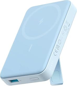 633 Magnetic Battery, 10,000mAh Wireless Portable Charger, 20W USB-C Power Bank with Stand, Magsafe-Compatible for iPhone 16/15/14 Series (Blue)