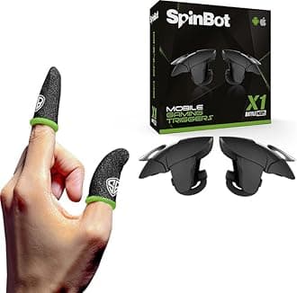 SpinBot BattleMods X1 Combo | Mobile Gaming Triggers + Finger Sleeves | for BGMI/Free Fire Max/COD Mobile/Apex Legends Mobile - (Blue)