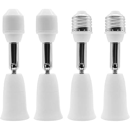 E26/E27 Light Socket Extender, 4.5 Inch Extension,Adjustable Vertical 90°Horizontal 360°, 100V - 250V, Max 150W, Medium Screw Base Light Converter Socket Extender,4-Pack