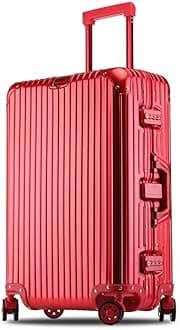 PYB Autograph - Premium Full Aluminium Hard Trolley Bags for Travel, Zipless Cabin Suitcase with TSA Lock, Noiseless 360° Rotating 8 Spinner Wheels, Compression Pads and Divider (Red), Cabin 20 inch