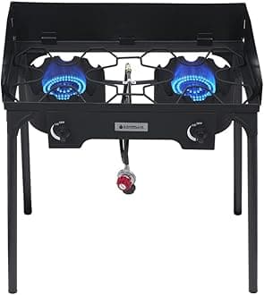 Camplux Outdoor Stove Double Burners Propane Stove 260,000 BTU/Hr Gas Cooker for Outdoor Cooking