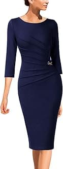 Womens Elegant Ruched Pleated Work Business Office Cocktail Party Bodycon Pencil Sheath Dress